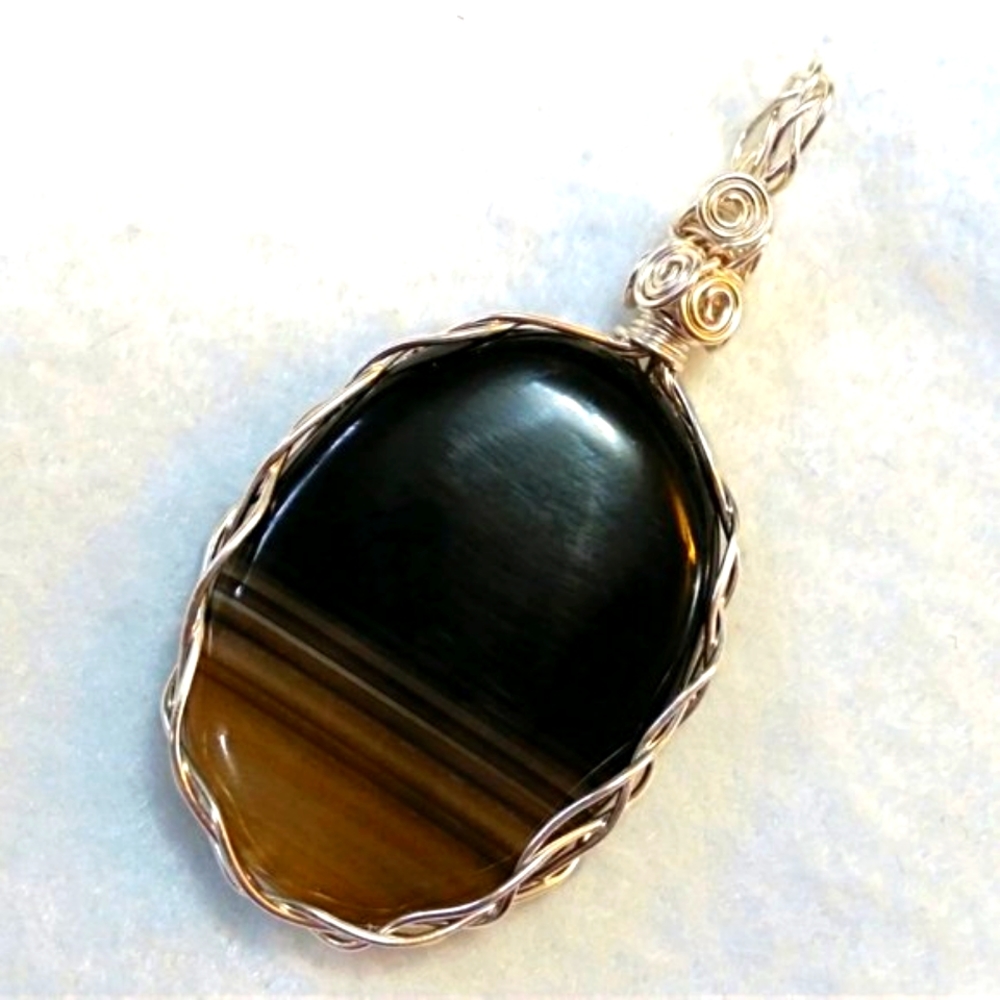Bulls Eye Agate | Wire Wrapped Pendant